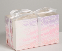 Коробка на 2 капкейка Love, 16 × 8 × 10 см